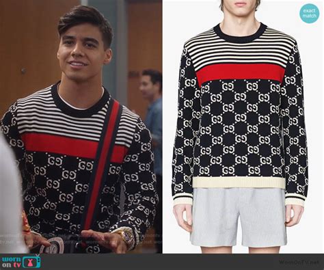 gucci bear striped sweater|Gucci sweater on blackish.